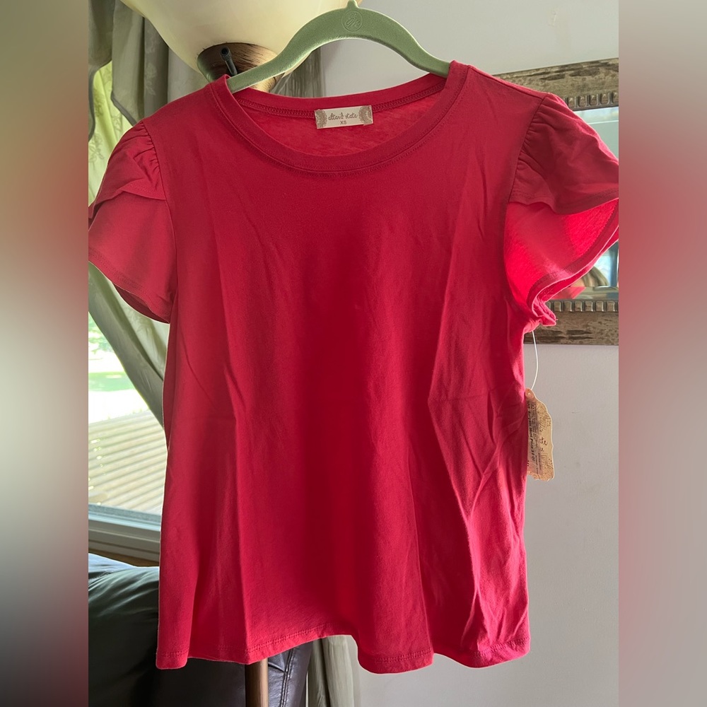 Altar’d State 100% cotton Tomato crew neck T-shirt with overlap sleeve detail